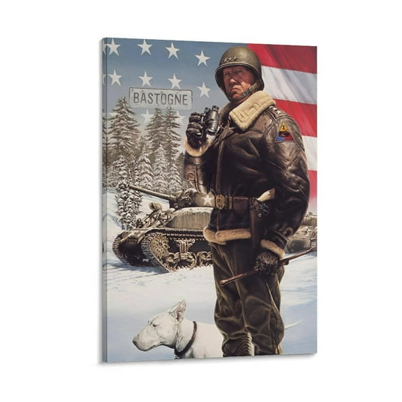 Vintage Portrait Poster of The Great General George S. Patton (3) Gifts Canvas Painting Poster Wall Art Decorative Picture Prints Modern Decor 16x24inch(40x60cm)