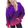 thumbnail image 2 of Loopsun Kids Winter Tops, Toddler Hooded Sweatshirts, Kids Boys and Girls Casual Print Raglan Sleeve Long Sleeve Hooded Pullover Sweatshirt with Pockets Purple, 9-10Years, 2 of 4
