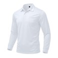 thumbnail image 6 of GEWSEY Mens Polo Shirt Long Sleeve Athletic Breathable Collar Golf Shirt Performance, Moisture Wicking, Business Casual, Collared Shirt, Soft (White, XL), 6 of 8