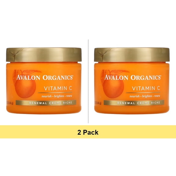 Avalon Organics Vitamin C Skin Moisturizer, Dermatologist Tested Plant-Based Formula, Cruelty-Free - 2 Pack