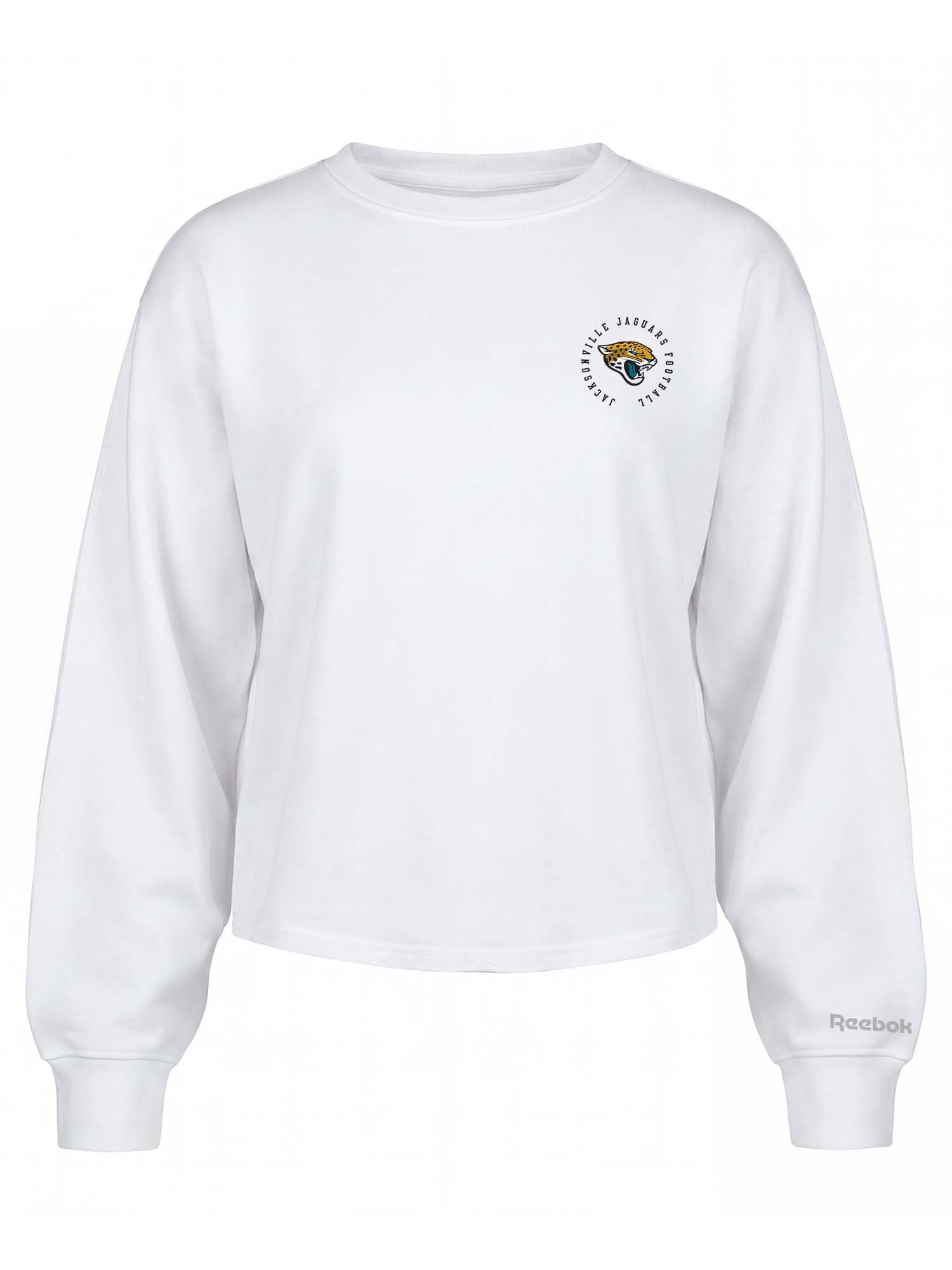 Jacksonville Jaguars Reebok Womens White Heavyweight Cotton Long Sleeve Pullover