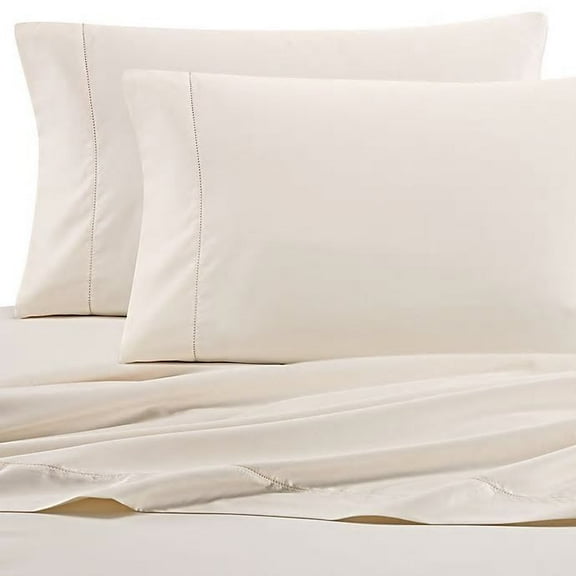 Wamsutta 525 Thread Count Off White Solid Print Pima Cotton Sateen Flat Bed Sheets, Full