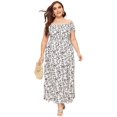 thumbnail image 3 of Women's Boho Floral Print Off Shoulder Split Long A Line Dress, 3 of 6