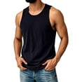 thumbnail image 2 of Minjewel Men Solid Color Casual Sleeveless Tank Top,Black S, 2 of 6