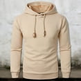 thumbnail image 2 of Fgnfyis Men Winter Hooded Sweatshirt Solid Color Long Sleeve Knitted Jacquard Fabric Pocket Sweatshirt Top Men's Sweatshirts Khaki XL, 2 of 5