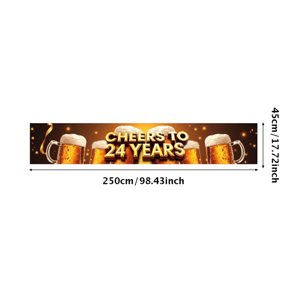 LUUFILx Cheers to 24 Years Celebration Banner Party Decorations Backdrop Props Anniversary Event Supplies Birthday Bar Restaurant Toast Festive Decor Beer