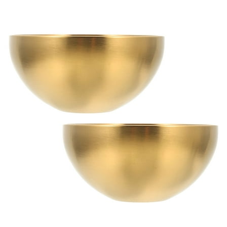 WHAMVOX 2pcs Salad Bowl Household Serving Bowl Stainless Steel Food Bowl Deepen Food Serving Bowl