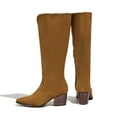 thumbnail image 6 of Mepaouo Suede Knee High Boots for Women Pointed Toe Cowboy Western Boot Dressy Pull on Wide Calf Boots, 6 of 8