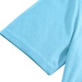 thumbnail image 4 of GrmtClth Men's Stand Collar Henley T-Shirt Color Block Short Sleeve Casual Button Top with Contrast Trim Light Blue M, 4 of 9