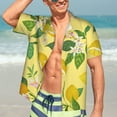 thumbnail image 4 of Uemuo Lemon Printed Regular Fit Short Sleeve Casual Hawaiian Shirt for Men,Aloha shirt,Tropical shirt,Floral print shirt,Vacation Beach shirt-Small, 4 of 9