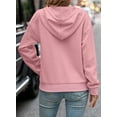 thumbnail image 6 of DOKOTOO Hooded Tops for Woman Drawstring Sweatshirts with Pockets Button Quilted Texture Pullover Hoodies Pink M US8-10, 6 of 6