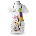 thumbnail image 3 of Kids Birthday Apron Baby Cow Animal and Colorful Balloons on Abstract Polka Dot Backdrop Print, Unisex Kitchen Bib Apron with Adjustable Neck for Cooking Baking Gardening, Multicolor, by Ambesonne, 3 of 3