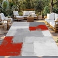 thumbnail image 2 of Red Grey Outdoor Rug for Patio/Deck/Porch, Non-Slip Large Area Rug 5 x 8 Ft, Abstract Geometric Color Block Oil Painting Indoor Outdoor Rugs Washable Area Rugs, Reversible Camping Rug Carpet Runner, 2 of 8