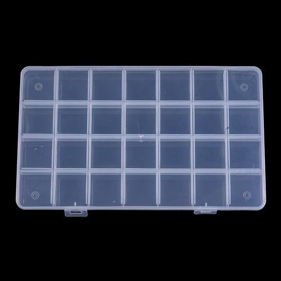 1pc Transparent Plastic Bead Containers with 28 Compartments for Art Craft Nail Diamonds Bead Storage Rectangle Clear 22x13.2x1.9cm
