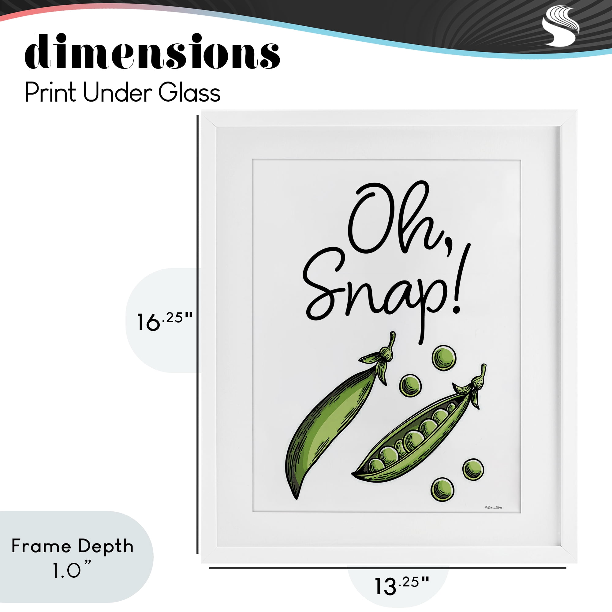 Stupell Industries Oh Snap Peas White Framed Print Under Glass, design by Susan Ball