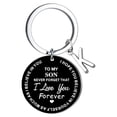 thumbnail image 1 of Llaveros para mujer, llavero de billetera, llavero de auto, llavero DIY para mi hijo, llavero de acero inoxidable negro con apellido de 26 letras, 2,5 cm, decoraciones de moda, 1 of 3