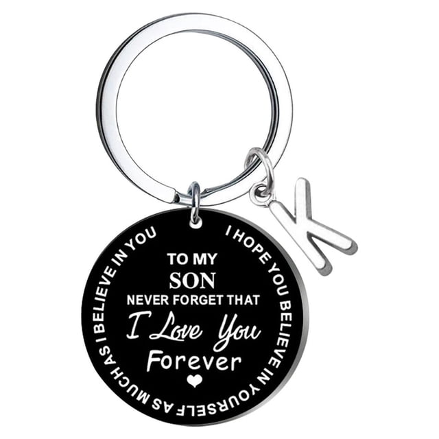 Llaveros para mujer, llavero de billetera, llavero de auto, llavero DIY para mi hijo, llavero de acero inoxidable negro con apellido de 26 letras, 2,5 cm, decoraciones de moda