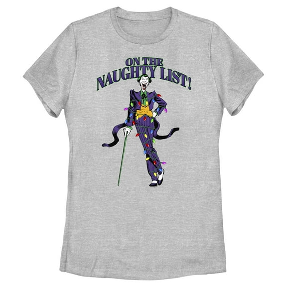 Women's Batman On the Naughty List  Graphic Tee Athletic Heather Medium