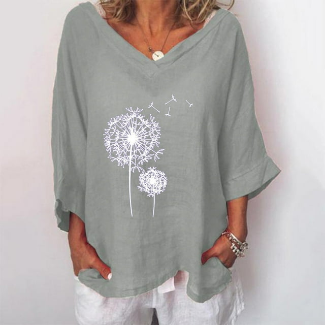 Women's Summer Cotton Linen Tops Ruffle Short Sleeve Tshirt Solid Color V Neck Irregular Blouse Casual Loose Fit Tee