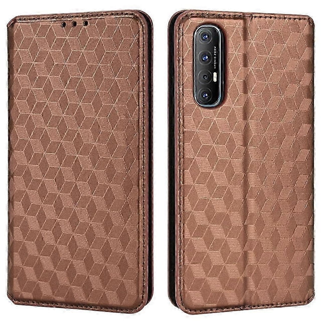 For Oppo Reno3 Pro 5G/Find X2 Neo Anti-scratch Wallet Stand PU Leather Shell Imprinting Rhombus Phone Case
