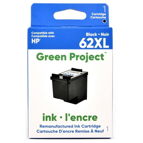 Cartouche d'encre noire remise a à neuf HP62 XL Green Project,(H-62XLBK)