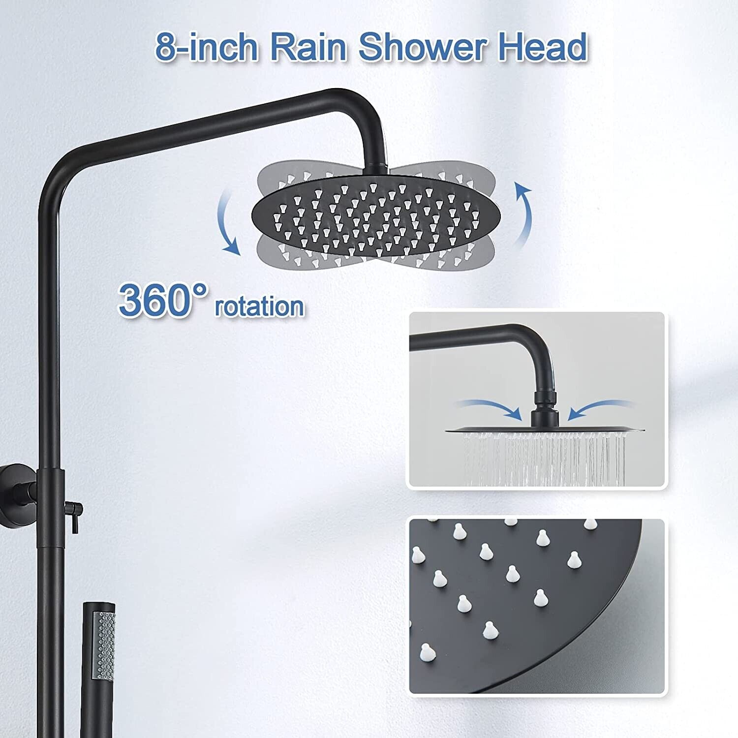 Black Shower Faucet Set Wall Shower System Fixture Stainless Steel Mixer Tap