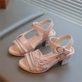 thumbnail image 2 of Viluyesy Girls Rhinestone Bow Sandals - Kids Pointed Dress Heels Summer Wedding Pageant Performance Shoes For Big Little Children Pink Size 2 M, 2 of 7