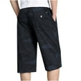 thumbnail image 2 of Men's Casual Twill Elastic Cargo Shorts Below Knee Loose Fit Multi-Pockets Capri Long Shorts Outdoor 3/4 Pants, 2 of 6