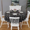 thumbnail image 2 of Black Christmas Candy Cane and Snowflake Pattern Round Tablecloth 60"x60",Wrinkle Wipeable Table Cloth for Kitchen Dining Room Picnic Patio Party, 2 of 6
