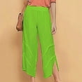 thumbnail image 3 of QUYUON Wide Leg Sweatpants Women Fashion Retro Mid Waist Cotton Linen Plain Ribbon Pocket Loose Bloomers Women Pants Long Pant Leg Length Jegging Pant Style N-742 Green XXL, 3 of 6