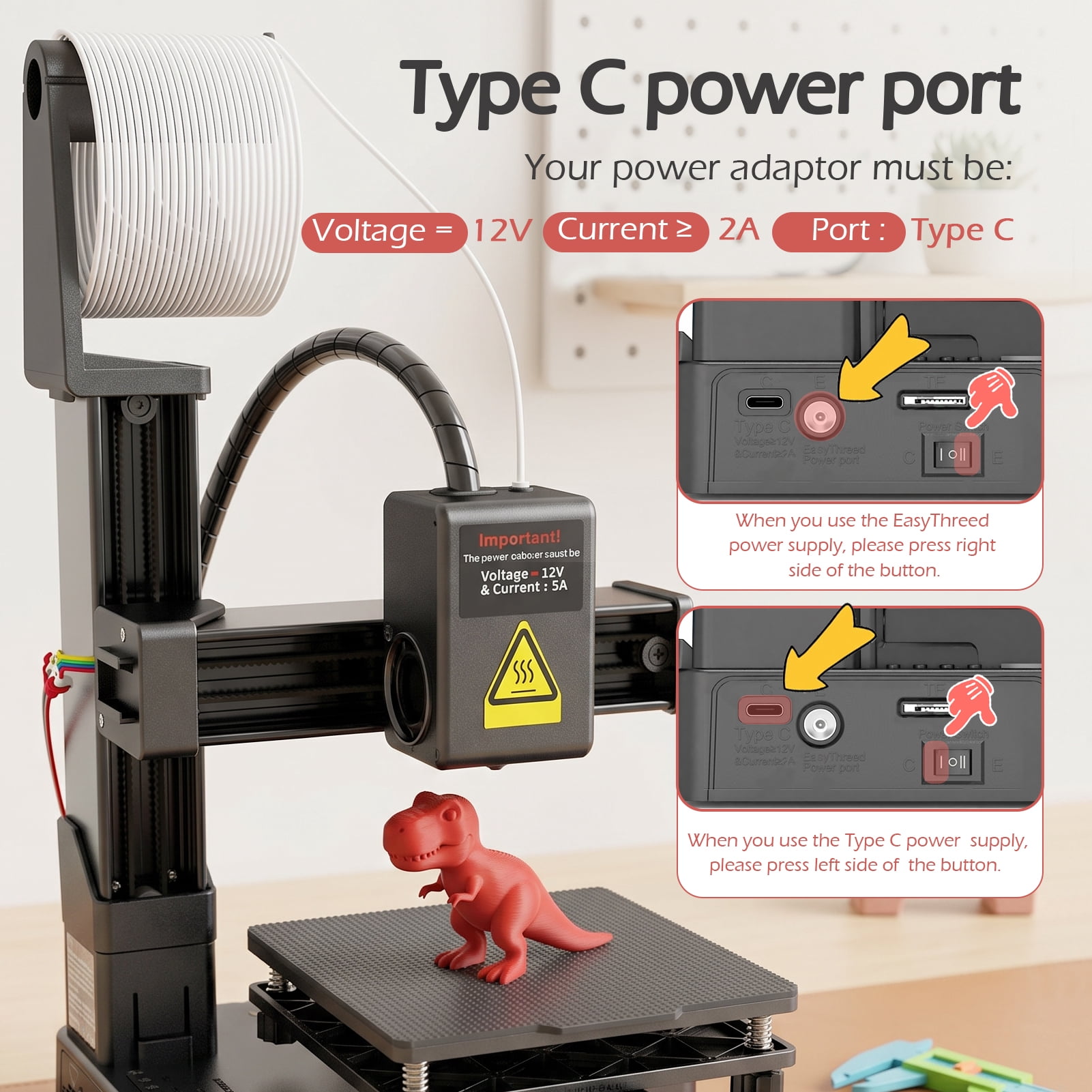 EasyThreed Mini 3D Printer with Removable Build Plate,100x100x100mm Build Volume, for Beginners, Kids Toys