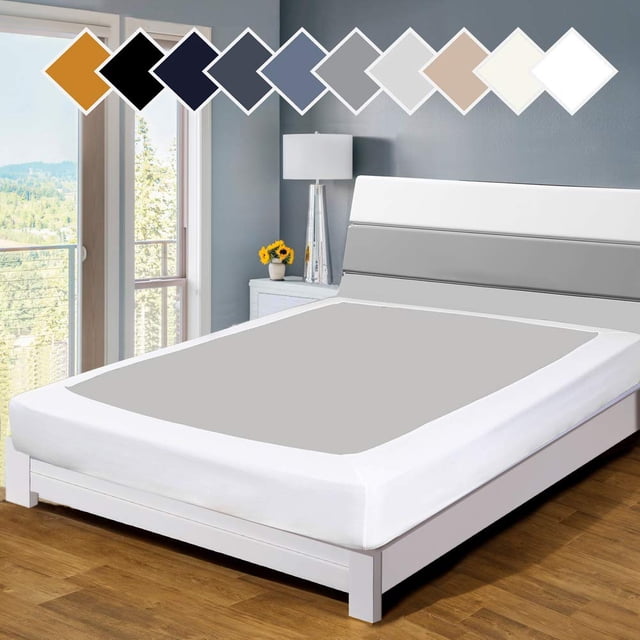 Funda con somier para cama doble premium de seis camas, tamaño queen, color blanco