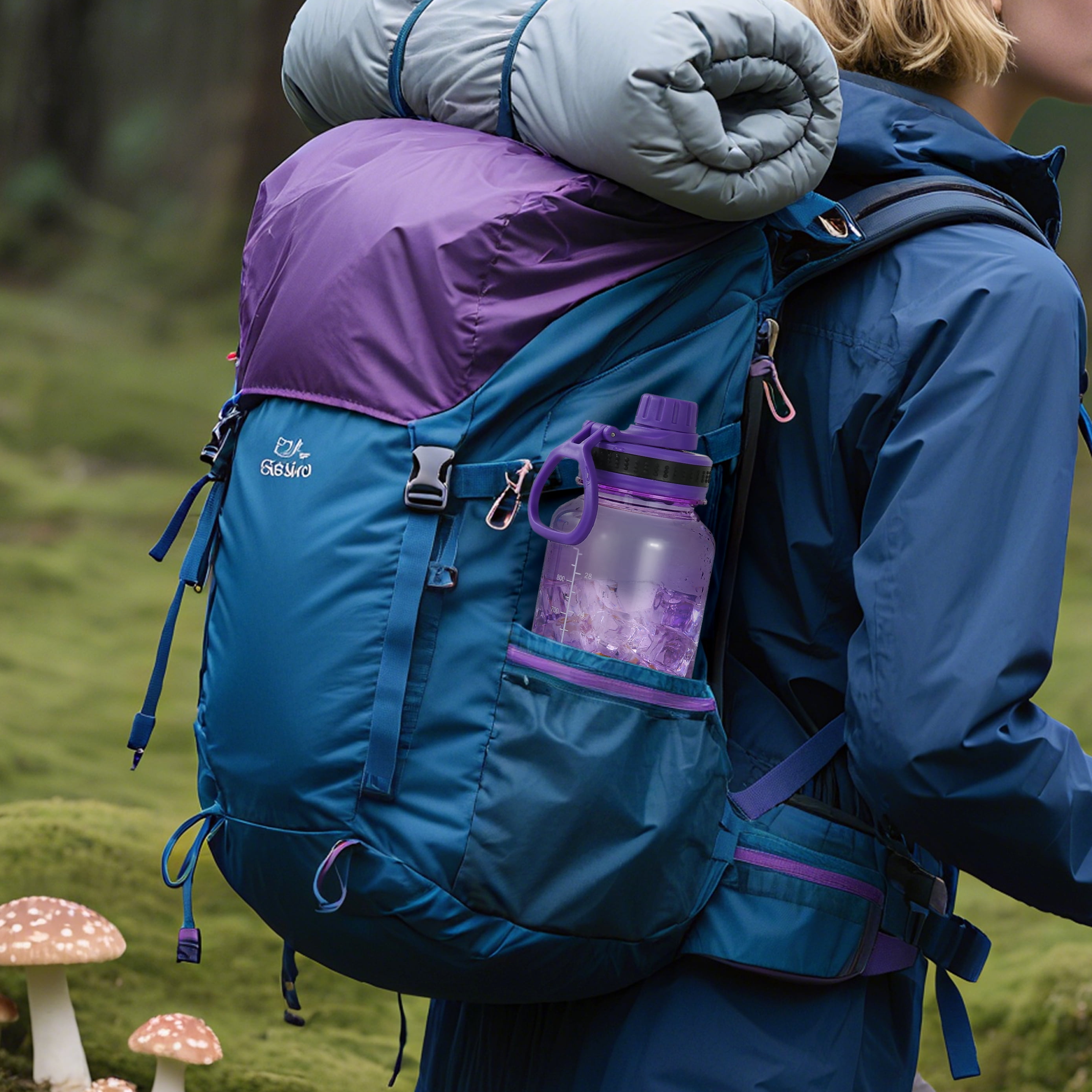 Mainstays 34oz Purple Plastic Wide Mouth Sports Water Bottle with Twist Top Lid, MS Black Sports Bottle
