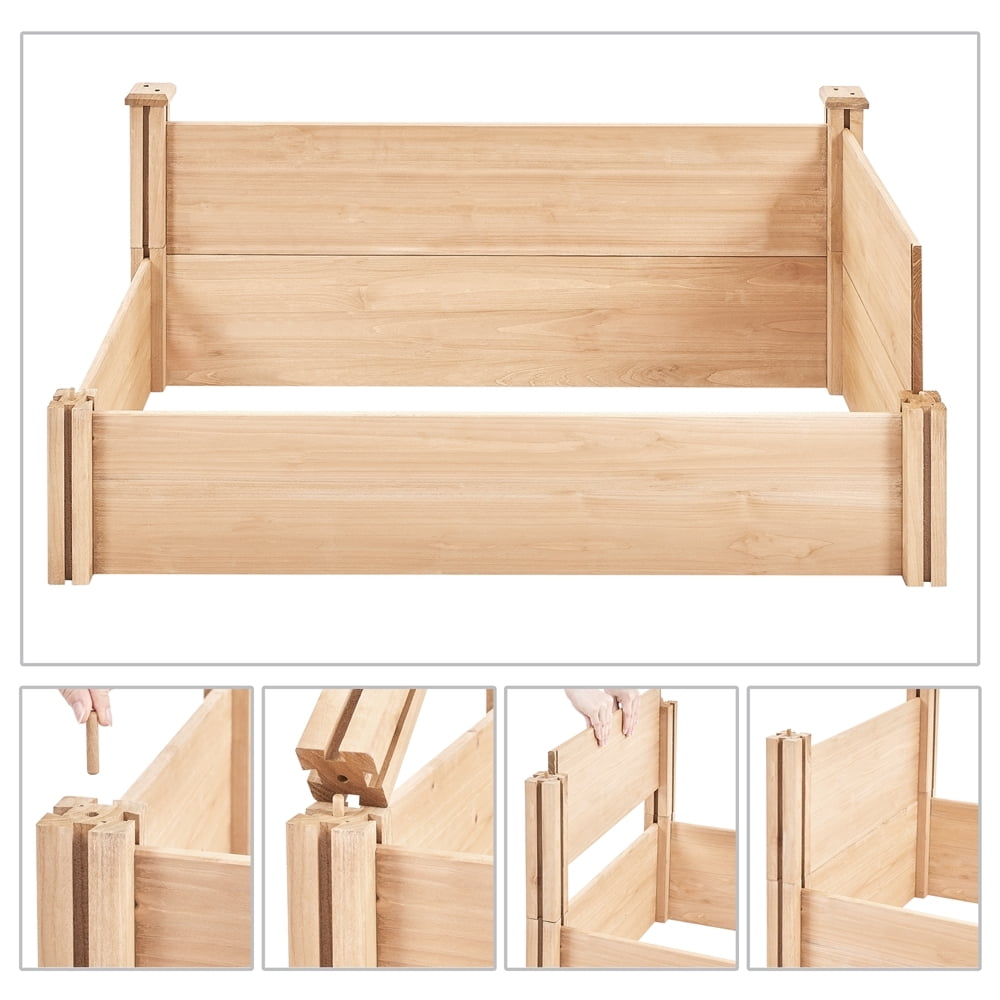 Yaheetech Wooden Raised Garden Bed, Natural Wood