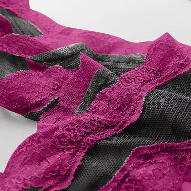 Underwear Women Fashion Embroidery Flower Transparent Gauze Wave Low Waist  G-string Pants Panties Thong 
