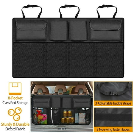 Car Backseat Trunk Organizer Auto Hanging Back Seat Storage Bag Pocket Adjustable Strap