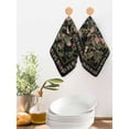thumbnail image 2 of Black Spring Floral Kitchen Dish Towels for Drying Dishes Set of 2, Elegant Pastoral Flowers Birds Retro Art Waffle Weave Microfiber Hand Tea Bathroom Towels Quick Dry & Absorbent Towel 12x12, 2 of 7