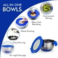 thumbnail image 6 of Mixing Bowls with Lids Set of 3, Stainless Steel Nesting Bowls with Blue Airtight Lids, Non-Slip Base, Graters & Handle - Prep, Mixing, and Food Storage Bowls, 6 of 7