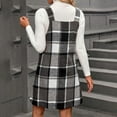 thumbnail image 5 of Women's Pinafore Dress Plaid V-Neck Sleeveless Zip Front Jumper Casual Midi Dress for Fall Winter Daily Wear,Gray,2XL, 5 of 7