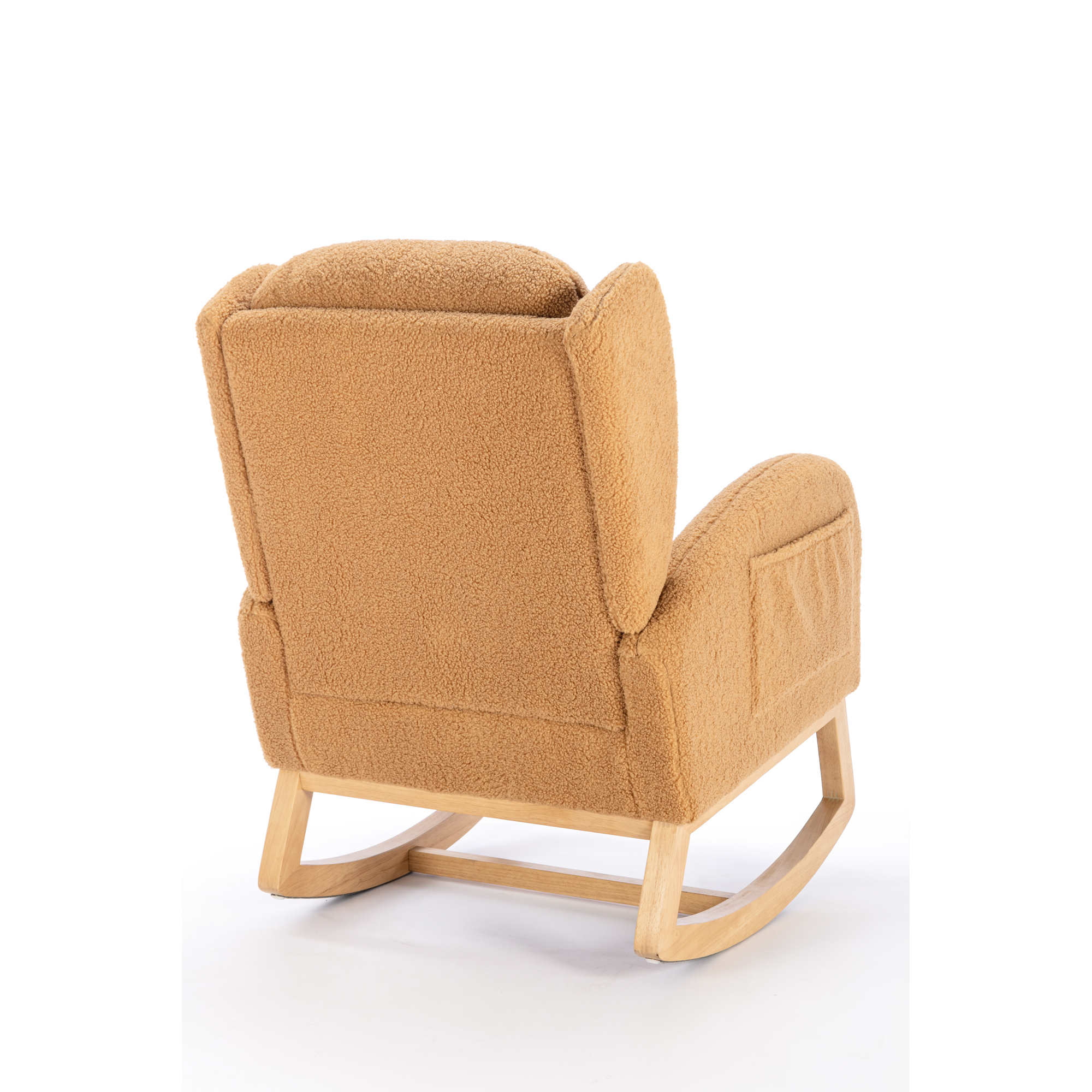 Modern Khaki Rocking Chair With Fabric, 38" D X 28" W 40" H, Sponge & Cotton Filling Color 38"d 28"w 40"h, Wipe Clean