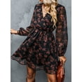 thumbnail image 6 of CUPSHE Women's Floral Print Chiffon A-Line Mini Dress Long Peasant Sleeves, 6 of 7