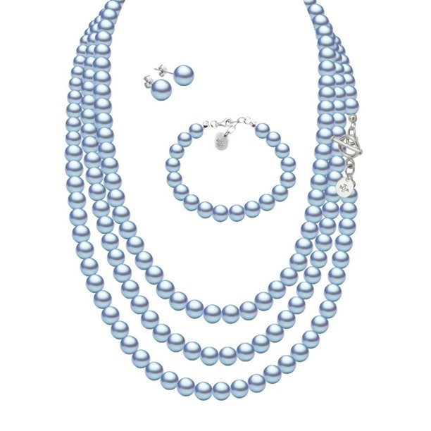 Set Collar Triple Aretes Pulsera Zvezda Plata 0.925 Mujer azul Unitalla
