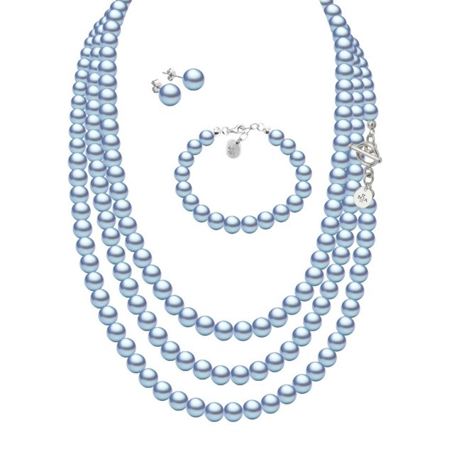 Set Collar Triple Aretes Pulsera Zvezda Plata 0.925 Mujer azul Unitalla