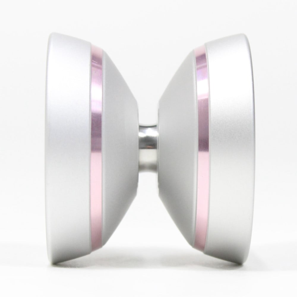 SENSE YOYO Login Yo-Yo - Aluminum YoYo with PC Caps (Matte Silver w/Pink Polished Decorative Rim + Pink Cap)