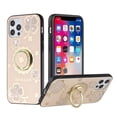thumbnail image 7 of For Apple iPhone 14 Plus (6.7") Diamond 3D Bling Sparkly Glitter Ornaments Engraving Hybrid Ring Stand Fashion Cover ,Xpm Phone Case [ Gold Good Luck Floral ], 7 of 7