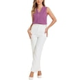 thumbnail image 2 of INSPIRE CHIC Women's Sleeveless Pleated Front V Neck Work Office Blouses M Purple, 2 of 6