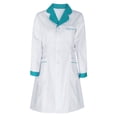 thumbnail image 3 of Bata de laboratorio para mujer, abrigo médico profesional de manga larga, solapa de muesca, bolsillos grandes, abrigos de uniforme de esteticista farmacéutico para enfermera, 3 of 5