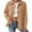 Khaki, variant on Womens Corduroy Shacket Coats Corduroy Button Collared Long Sleeve Loose Fit Shirt Jacket with Flap Chest Pockets Casual Layering Outerwear