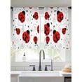 thumbnail image 2 of Country Ladybug Sheer Curtains 54 Inch Long 2 Panels, Farmhouse Classic Retro Texture Light Filtering Rod Pocket Semi Sheer Curtains, Sheer Voile Drapes for Living Room Bedroom, 52"x54", 2 of 5