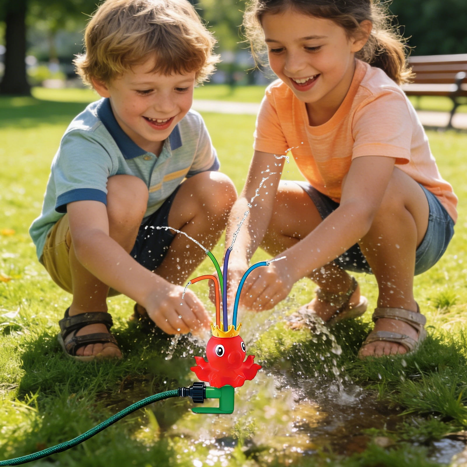 Trampoline Water Sprinkler, Water Sprinkler for Student, Garden Hose Sprayer, 11 in Ground Stake, Outdoor Water Play, Lawn and Garden, Outdoor Play Equipment, Multitone, 1 Pc